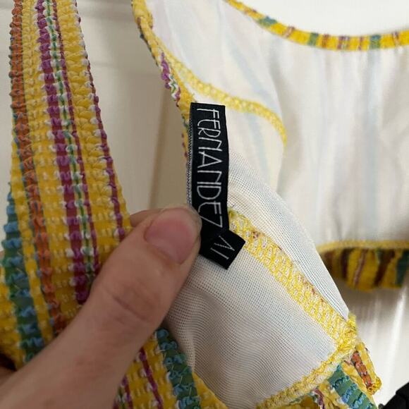 Lisa Marie Fernandez Striped Seersucker Tank Bathing Suit Swim Top Yellow 4 - Picture 7 of 8